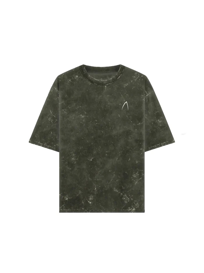 Arya Olive Green Oversized Zodiac Cancer Print Half Sleeve Cotton T-Shirt