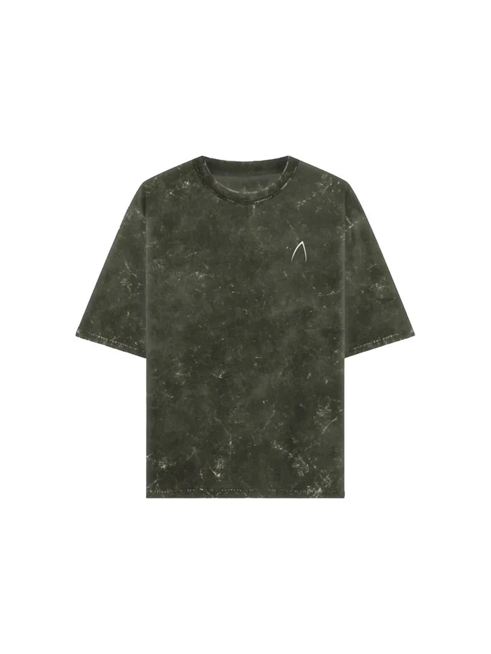 Arya Olive Green Oversized Zodiac Capricorn Print Half Sleeve Cotton T-Shirt