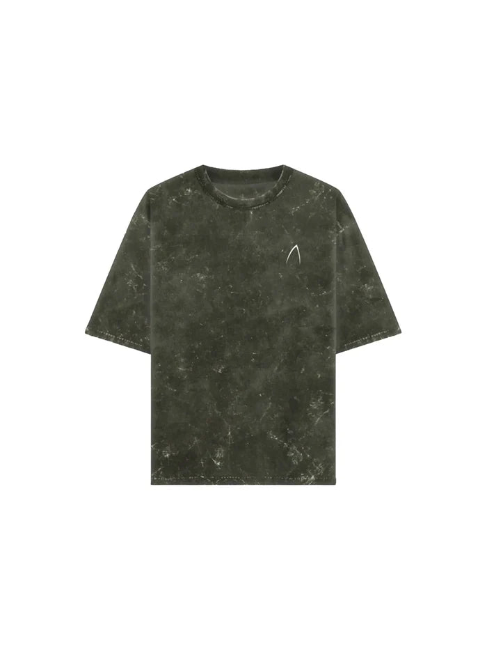 Arya Olive Green Oversized Zodiac Gemini Print Half Sleeve Cotton T-Shirt
