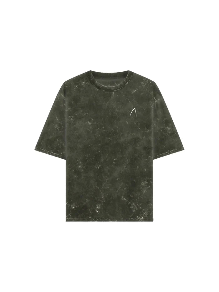 Arya Olive Green Oversized Zodiac Libra Print Half Sleeve Cotton T-Shirt