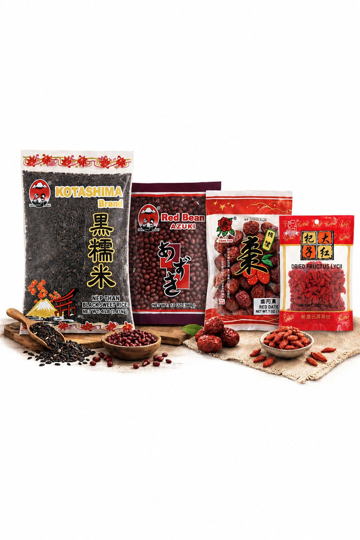 Asian Sweet Dessert Bundle – Sweet Black Rice, Red Bean, Red Dates & Goji
