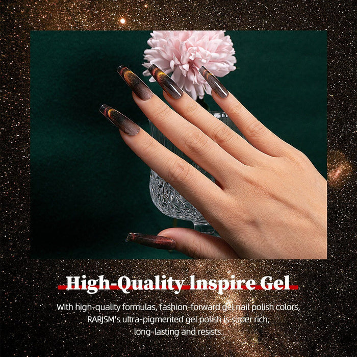 RARJSM ® Aurora Orange Purple Magic Ice Jelly Cat Eye Gel Polish