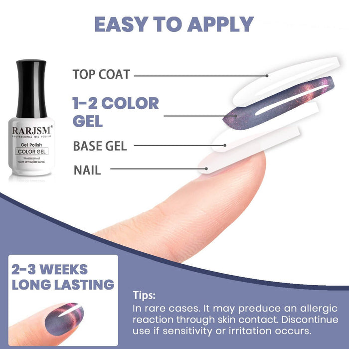 RARJSM ® Aurora Orange Purple Magic Ice Jelly Cat Eye Gel Polish