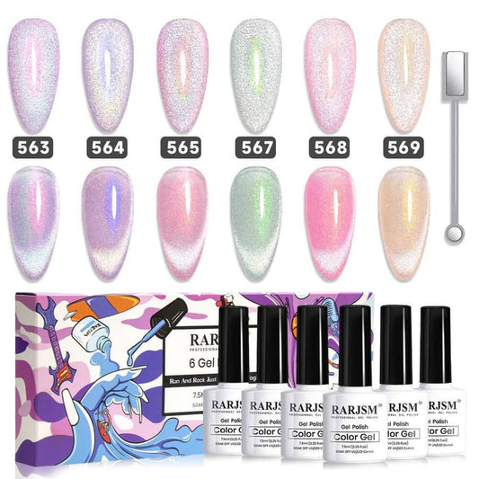 Aurora Velvet Cat Eye Gel Polish TPO HEMA Free 6 Colors Set 7.5ml