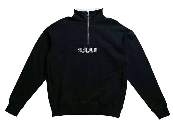 Authentics Embroidered Super Heavyweight 1/4 Zip  - Black / Grey