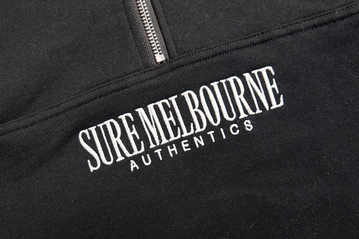 Authentics Embroidered Super Heavyweight 1/4 Zip  - Black / Grey