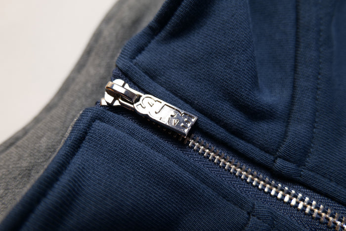 Authentics Embroidered Super Heavyweight Contrast 1/4 Zip  - Navy / Grey