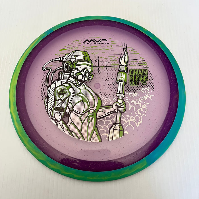 Purple/Swirly Green & DayGlo Rim/173g 25