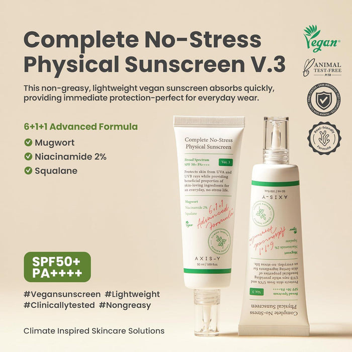 AXIS-Y Complete No-Stress Physical Sunscreen SPF50+ PA+++ 50 mL