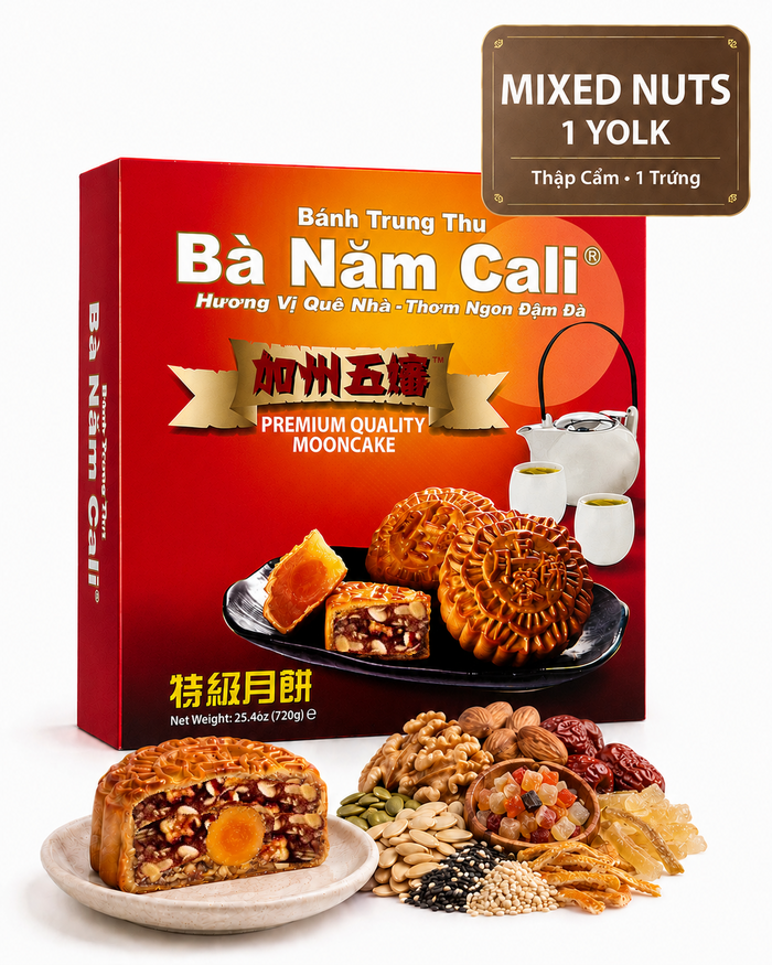 Premium Ba Nam Cali Mixed Nuts Mooncake crafted with rich textures and classic festive flavors 1 yolk