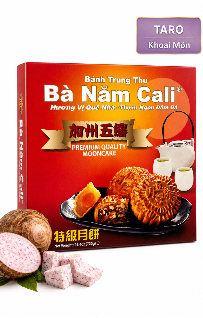 Ba Nam Cali Taro Mooncake featuring smooth taro paste and a delicately baked pastry exterior