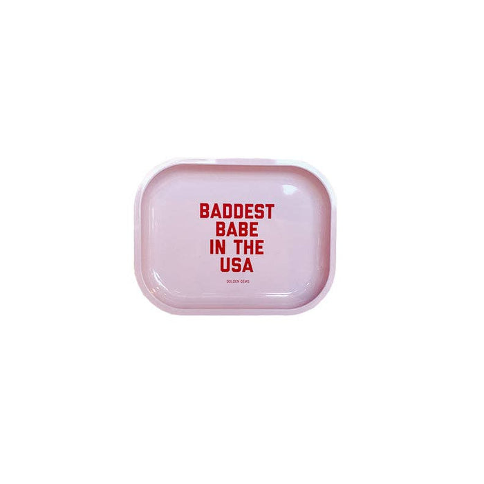Golden Gems Baddest Babe in the USA small tray with colorful design and decorative details, perfect for display or organization.