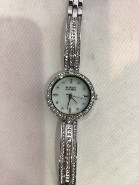 Badgley Mischka Water Silver Metal Crystal Watch