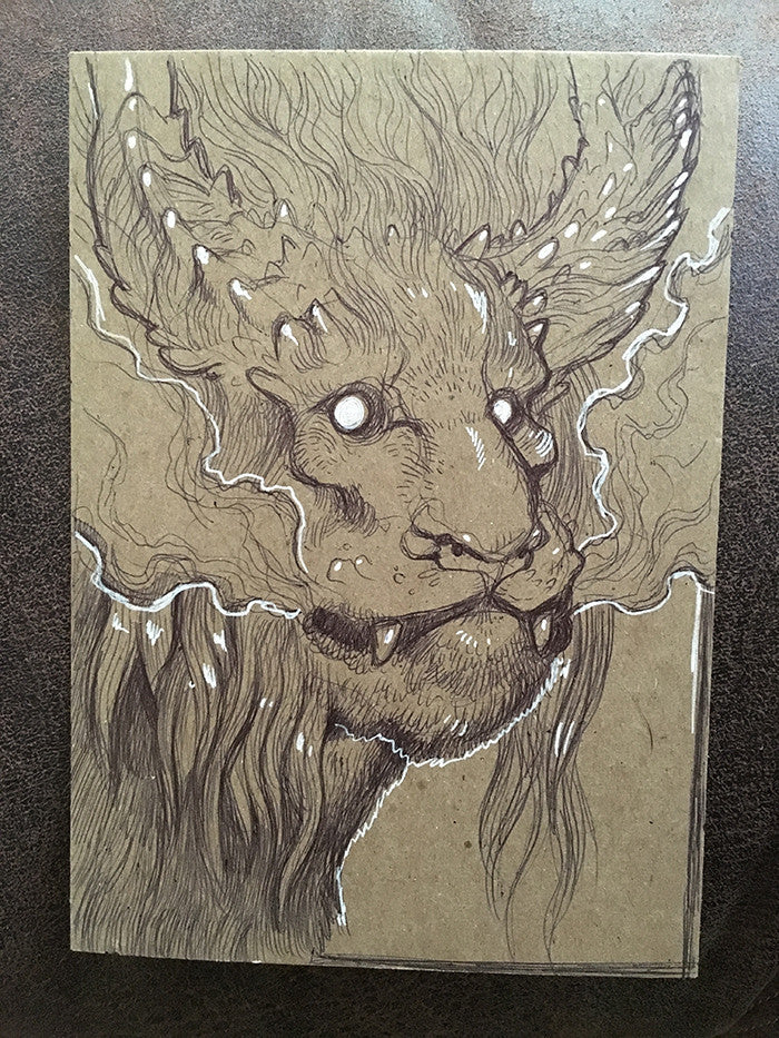 BALLPOINT PEN ILLUSTRATION ON KRAFT BOARD