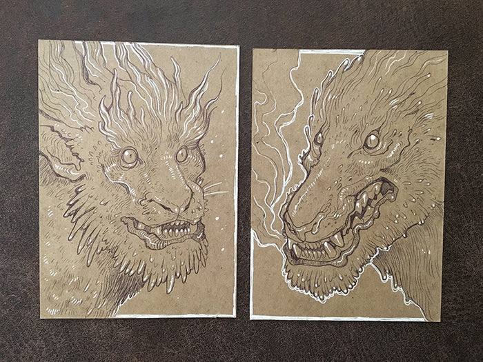 BALLPOINT PEN ILLUSTRATIONS ON KRAFT BOARD