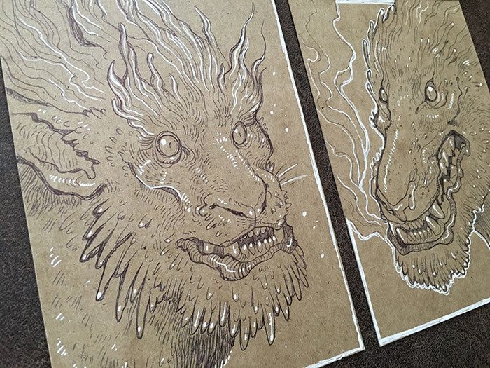 BALLPOINT PEN ILLUSTRATIONS ON KRAFT BOARD