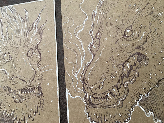 BALLPOINT PEN ILLUSTRATIONS ON KRAFT BOARD