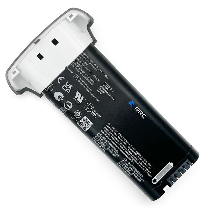 A battery for an iGo2 Portable Oxygen Concentrator, showing the battery casing and the battery itself with labels and certification marks.