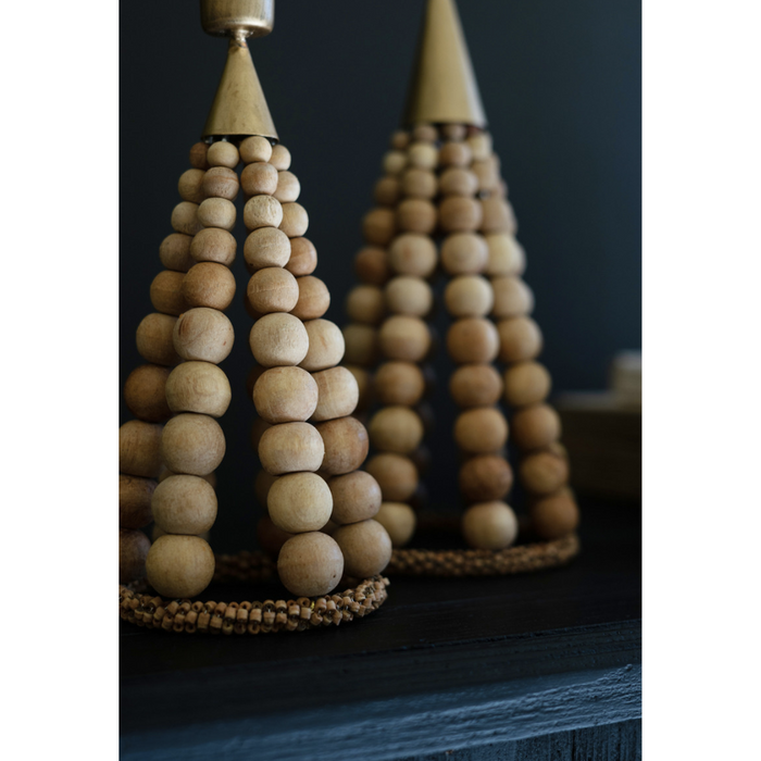 Beaded Christmas Tree Taper Candle Holders