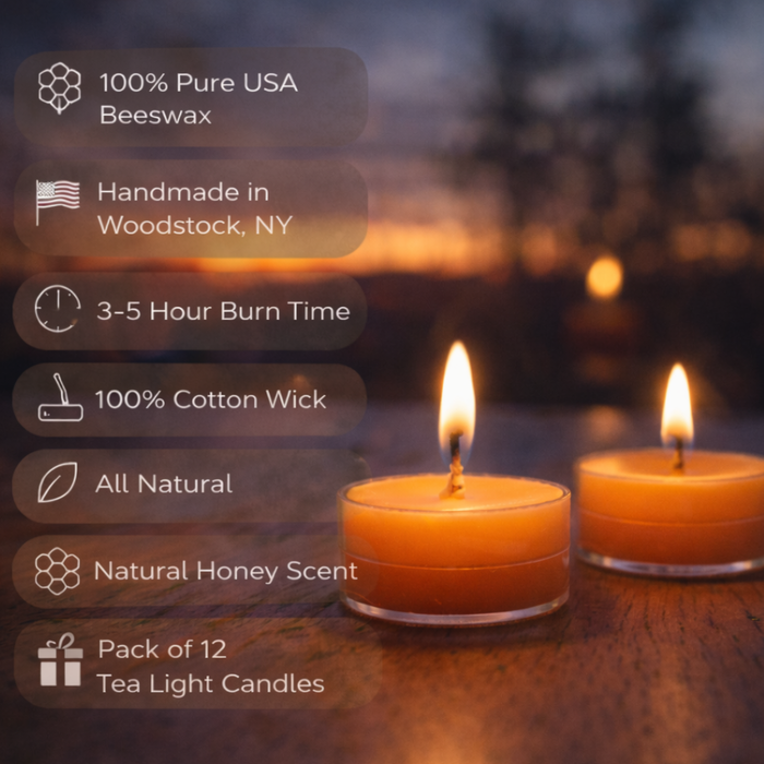 Beeswax Tea Light Candles - 12 Pack