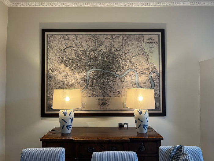 Big Old Map of London by C&J Greenwood, 1830 - Monochrome With Unique Blue Thames