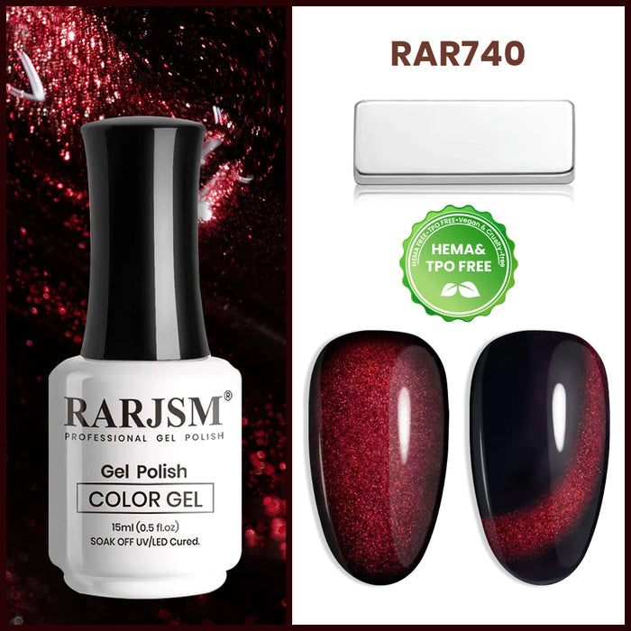 Black Red Shiny Cat Eye Nail Gel Polish 15ml #740