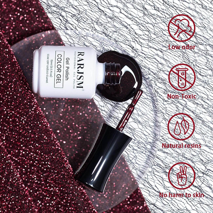 RARJSM ®Black Red Shiny Cat Eye Nail Gel Polish 15ml