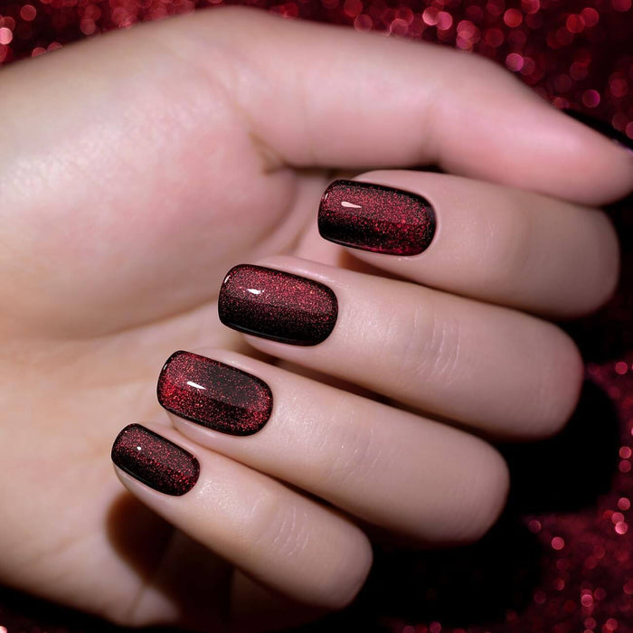 RARJSM ®Black Red Shiny Cat Eye Nail Gel Polish 15ml