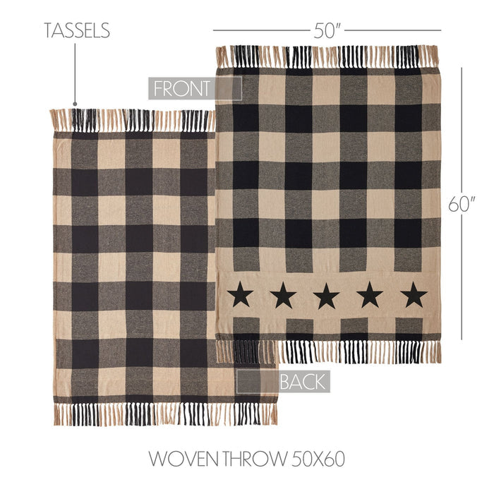Black Check Star Woven Throw-Lange General Store