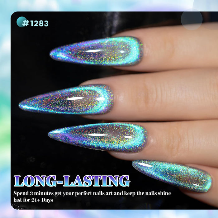 Blue Purple Holographic  Cat Eye Gel Nail Polish 15ml #1283