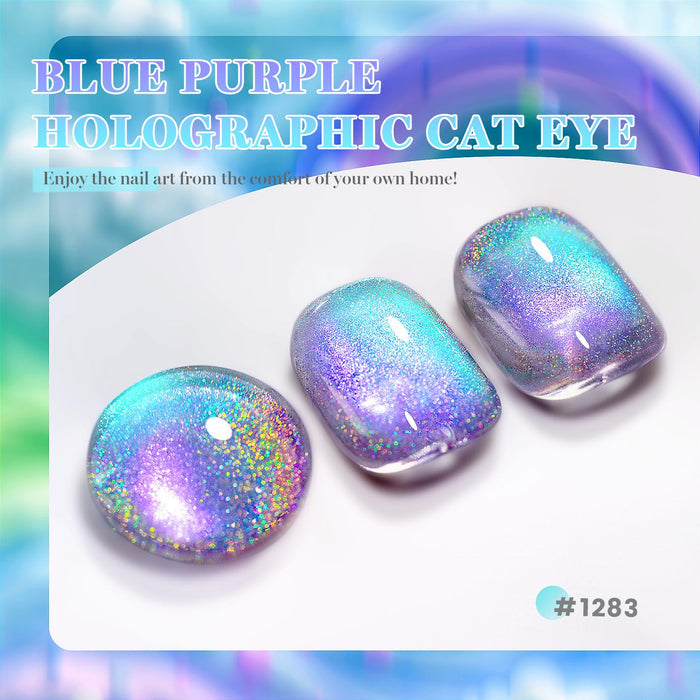 Blue Purple Holographic  Cat Eye Gel Nail Polish 15ml #1283
