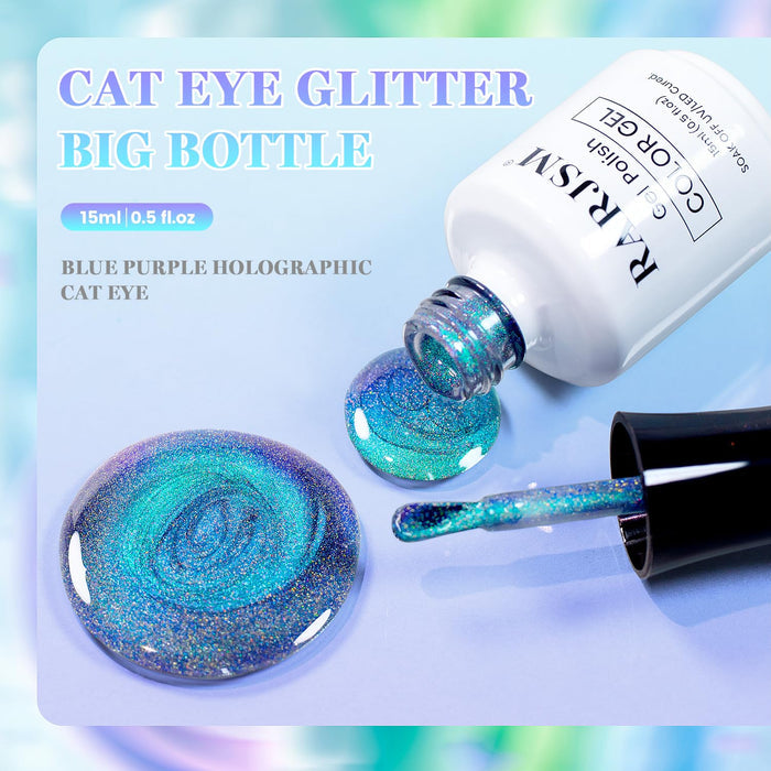 Blue Purple Holographic  Cat Eye Gel Nail Polish 15ml #1283