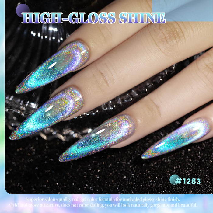 Blue Purple Holographic  Cat Eye Gel Nail Polish 15ml #1283