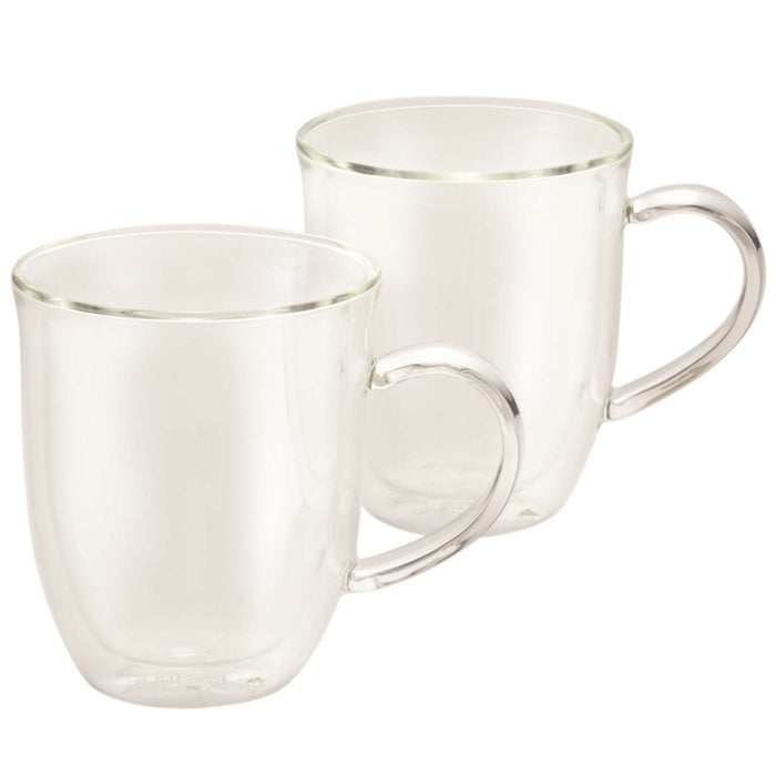 BONJOUR 2-PIECE INSULATED GLASSA LATTE CUP SET - CLEAR