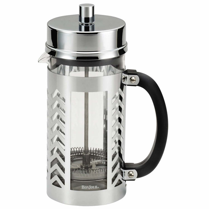 BONJOUR 8-CUP CHEVRON FRENCH PRESS - SILVER