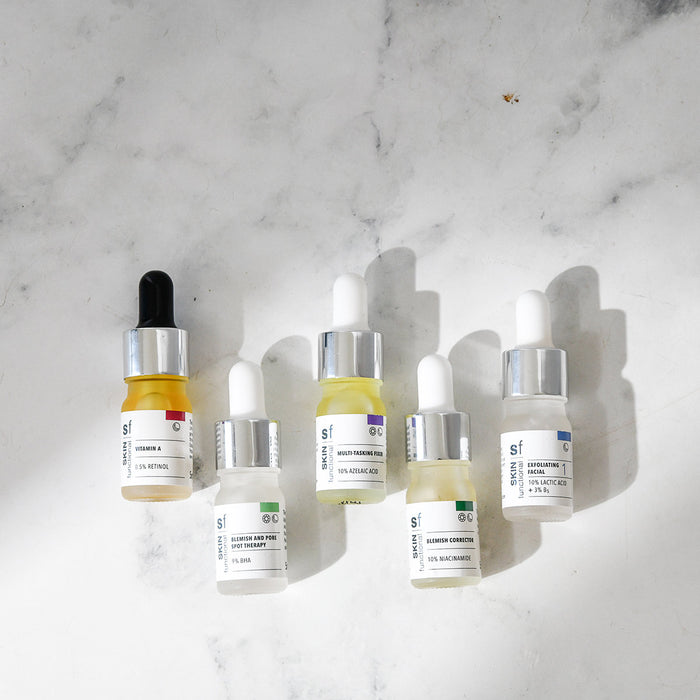 SKIN Functional Breakouts Skin Treatment Kit with details skincare product on a grey background