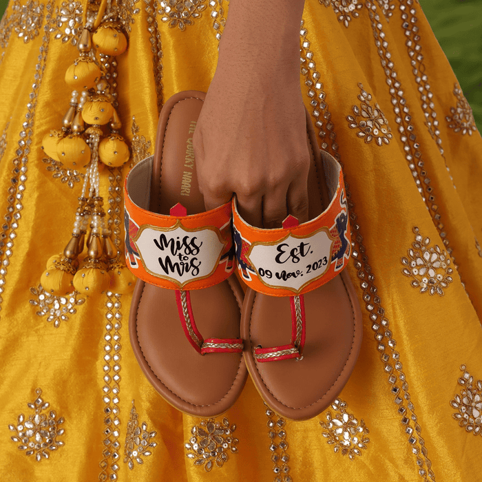Bridal Heel Kolhapuris - Save the date - The Quirky Naari