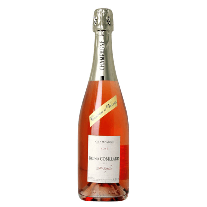 Champagne rose brut bottle with foil neck and front label
