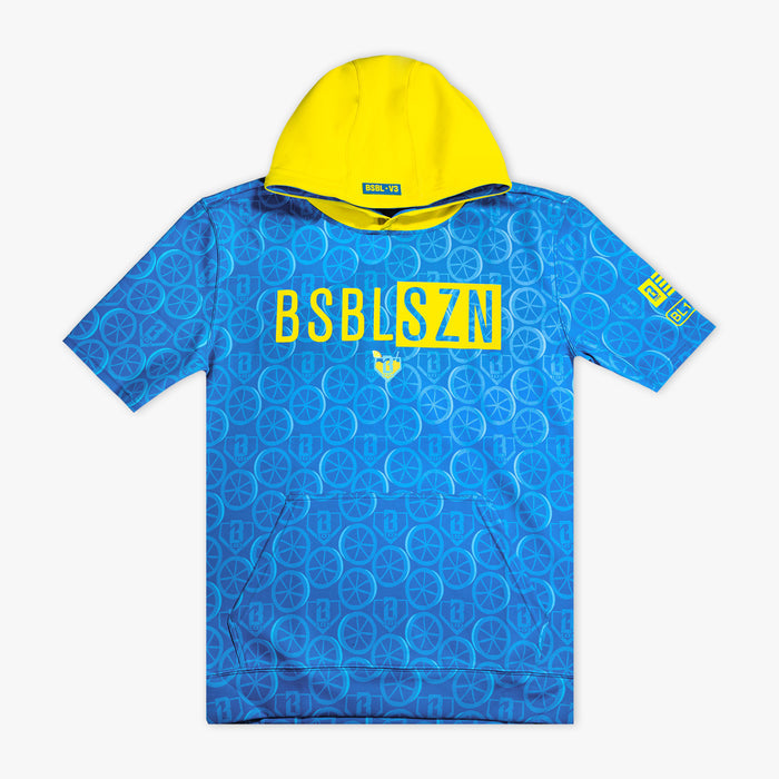Blue BSBL-SZN V3 youth short sleeve hoodie — front view