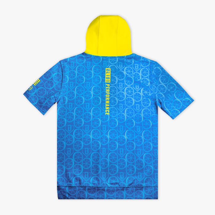 Blue BSBL-SZN V3 youth short sleeve hoodie — back view