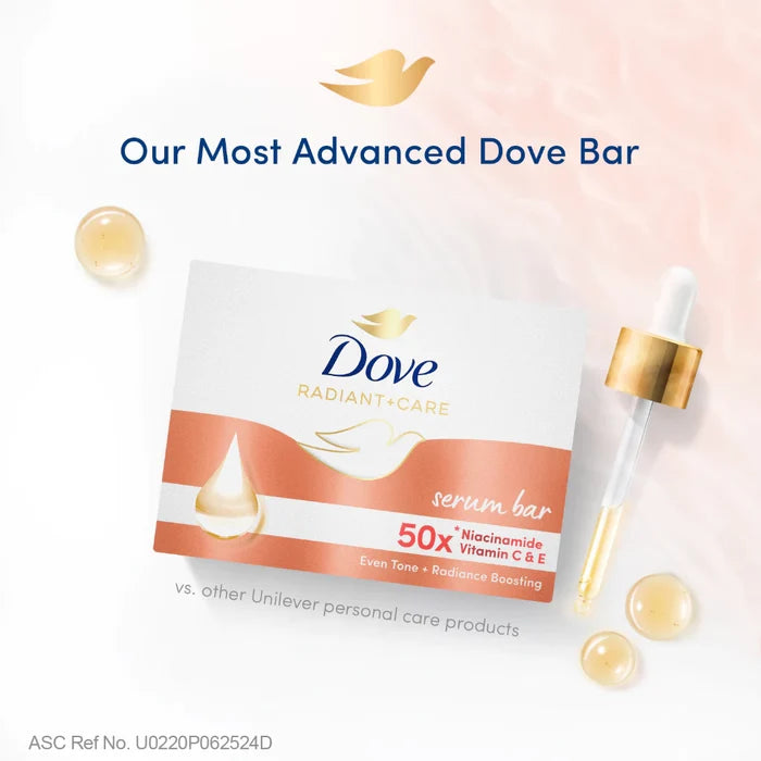 [BUNDLE OF 3] Dove Radiant + Care Serum Bar Niacinamide and Vitamin C&E 90g