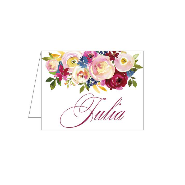 Burgundy/Navy Floral Folded Note - Barque Gifts