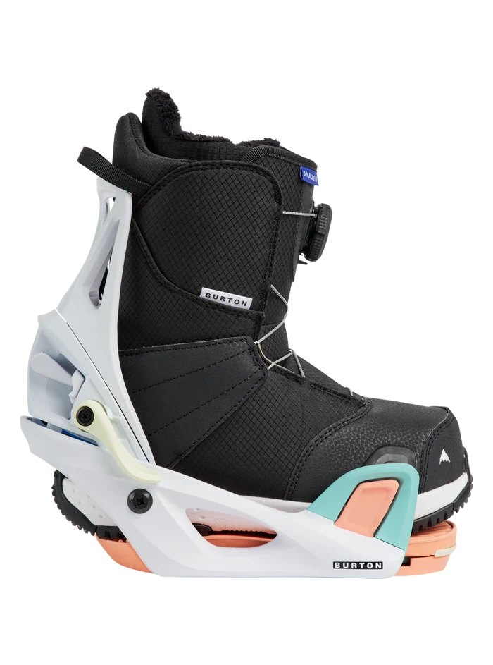 Product image of Kids' Burton Step On® Smalls Re:Flex Snowboard Bindings[Variant:White / Multi]