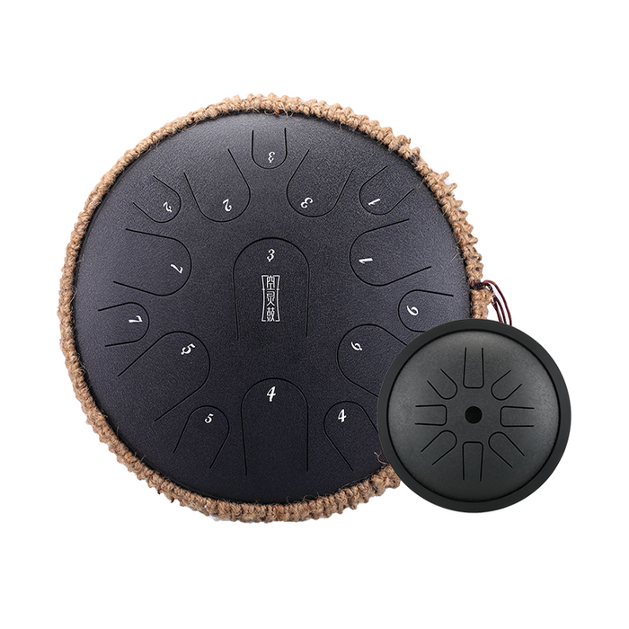 Buy One Get One Free - HLURU Tongue Drum Flagship Duo - Microalloyed Steel 14" 15 Note Flagship and 6" 8 Note High Pitch Extension Tongue Drum [Engravable]