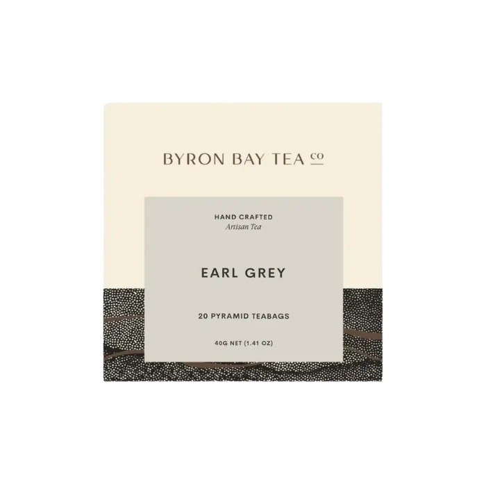 Retail box of Byron Bay Tea Company Earl Grey teabags