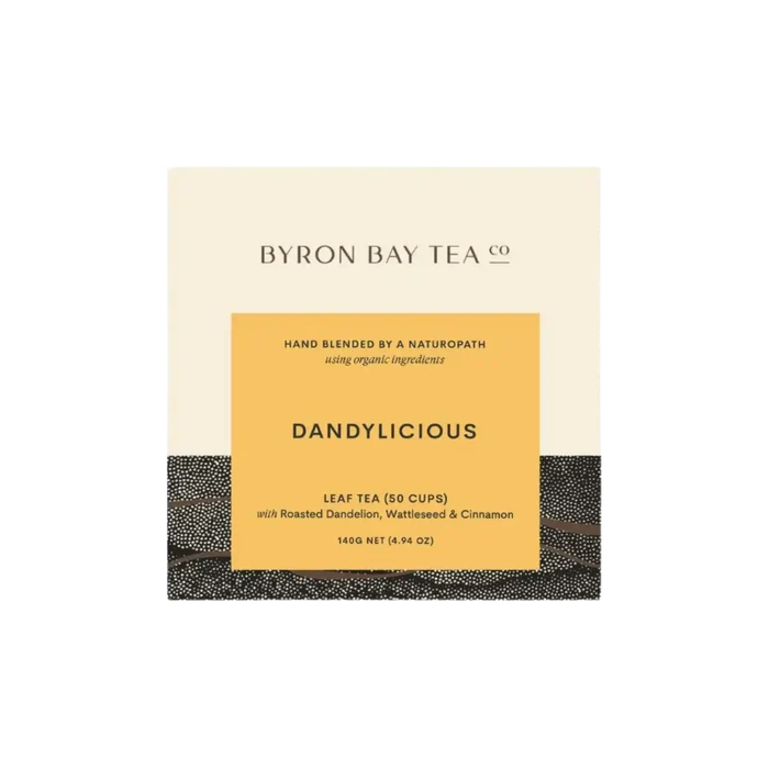 Retail box of Byron Bay Tea Co. Dandylicious leaf tea