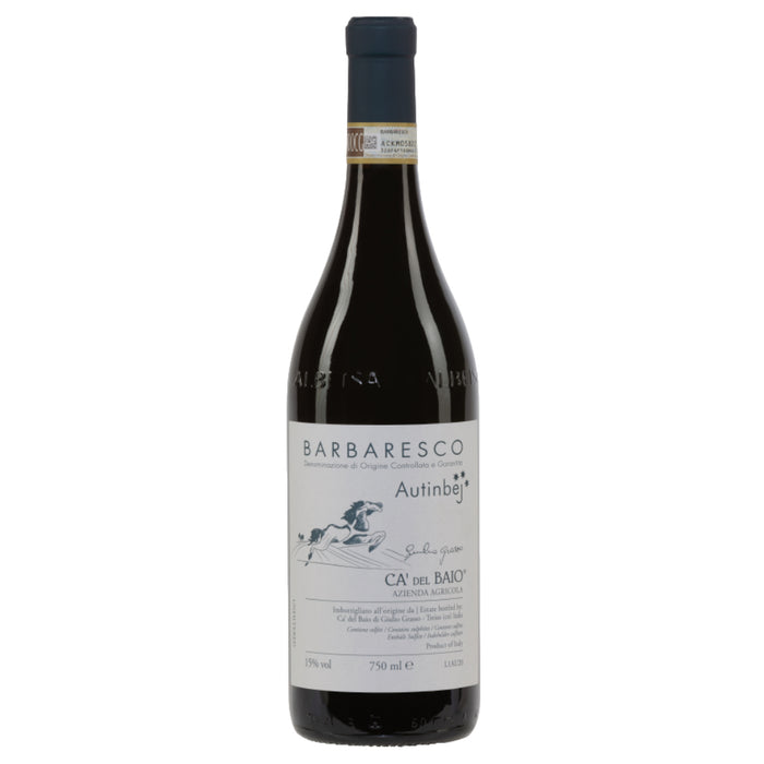Ca del Baio Barbaresco 2021 wine bottle with Autinbej label