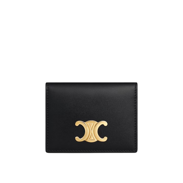 CARD HOLDER WITH FLAP TRIOMPHE IN Shiny calfskin