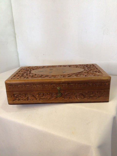 Carved Wood Brown Box