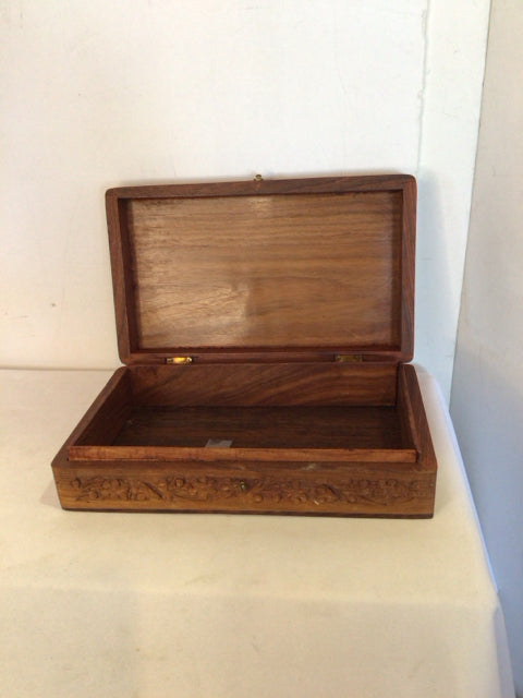 Carved Wood Brown Box